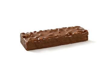 Pieces of chocolate isolated on white background