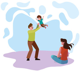 Father and mother with son vector design