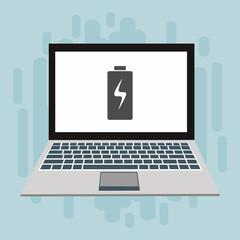 Battery charging laptop flat icon. Battery level indicator. Status Battery icon. vector illustration template