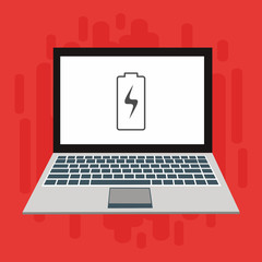 Battery charging laptop flat icon. Battery level indicator. Status Battery icon. vector illustration template