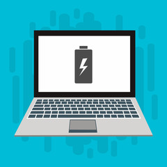 Battery charging laptop flat icon. Battery level indicator. Status Battery icon. vector illustration template