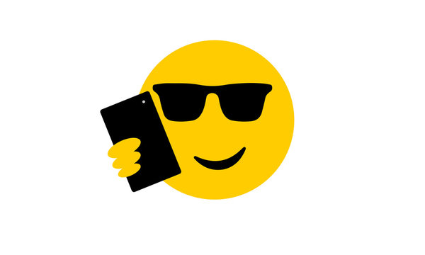 Happy Cool Selfie Face Emoji Social Media Expression And Meme