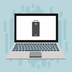 charge laptop flat illustration, Power plug vector icon design illustration template