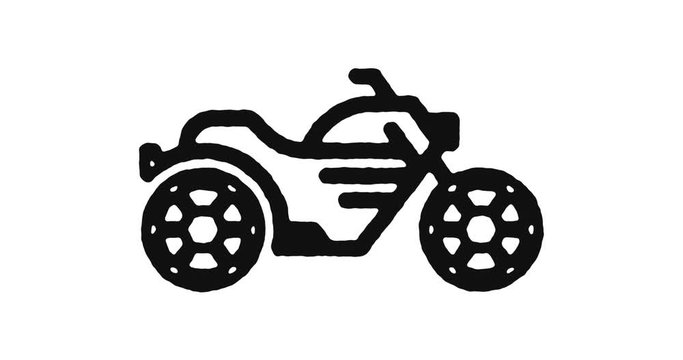 Motorcycle outline icon animation footage/video. Hand drawn like symbol animated with motion graphic, can be used as loop item, has alpha channel and it's at 4K video resolution.