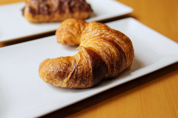 fresh croissant and coffee
