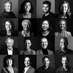 Group of beautiful people in front of a black background