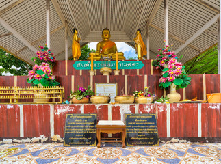 Bang Chan / Bangkok / Thailand / October 27, 2019 : Wat Sammachanyawat The beautiful temple's chapel is made of earthenware. Applied Thai architectural style with ancient Khmer patterns.