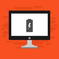 laptop with Battery icon, vector illustration, flat design