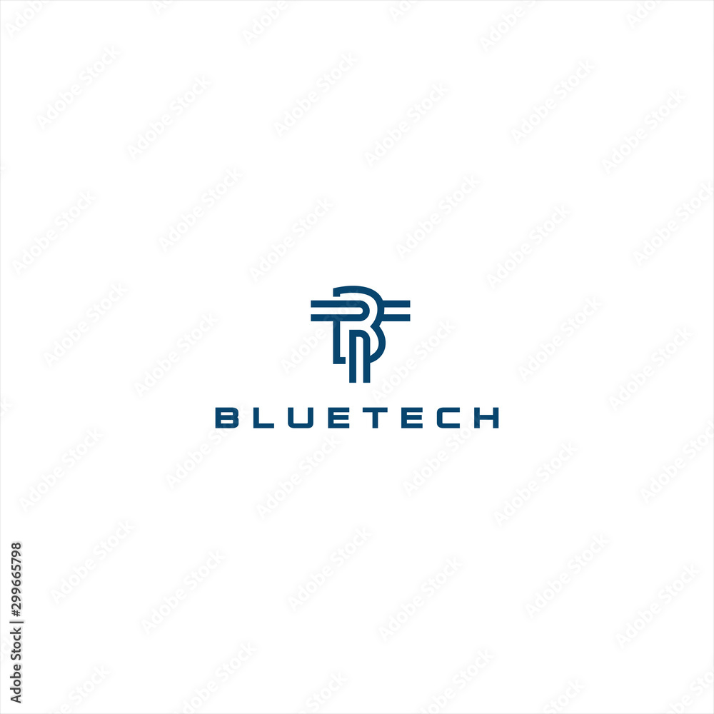 Wall mural blue tech logo template design