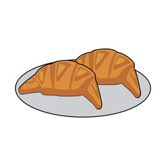 plate with croissants icon, colorful design