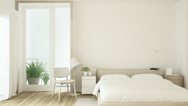 Bedroom and living area with sea view in hotel or resort - Bedroom for Villa or home artwork - 3D Rendering