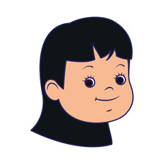 cartoon cute girl face icon, flat design