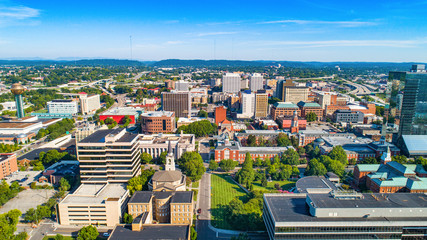 Knoxville, Tennessee, TN Downtown Skyline Aerial - obrazy, fototapety, plakaty