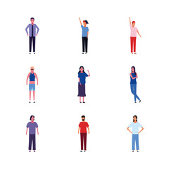 icon set of cartoon young people