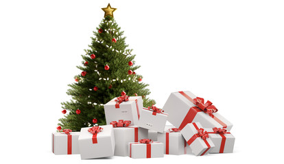 packed christmas presents. festive postal packages 3d-illustration