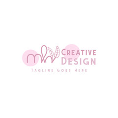 beautiful logo design template with pink color