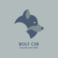 Wolf Cub Flat Design Logo Template