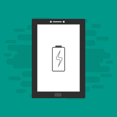 laptop with charge, power plug, adaptor, low battery smartphone concept Flat illustration vector icon for web