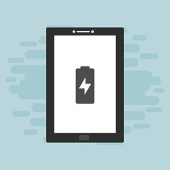 laptop with charge, power plug, adaptor, low battery smartphone concept Flat illustration vector icon for web