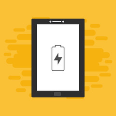 laptop with charge, power plug, adaptor, low battery smartphone concept Flat illustration vector icon for web