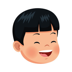 cartoon boy laughing icon, flat design