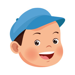 cartoon boy wearing a cap icon, flat design