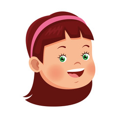 cartoon girl with headband icon, flat design