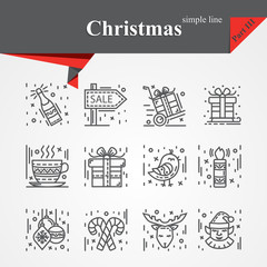 Modern of thin line icons set for holiday ,christmas,winter,new year