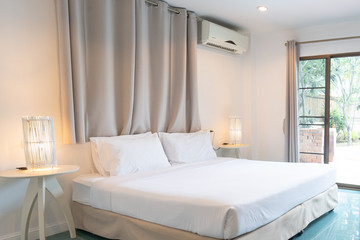 Clean double bed size in resort.