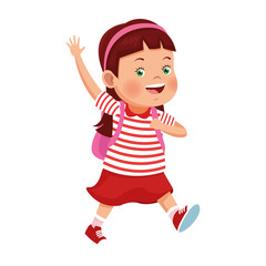 cartoon little girl waving icon
