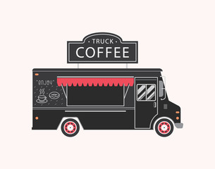 Coffee Truck flat modern logo design