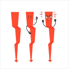 Set of cartoon arrows with different emotions.