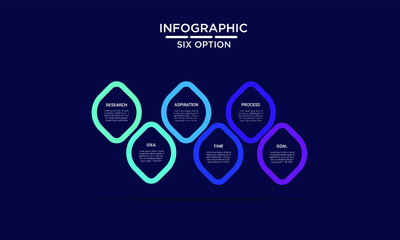 Vector Infographic stack chart design with icons and 6 options or steps. Infographics for business concept. Can be used for presentations banner, workflow layout, process diagram, flow chart,