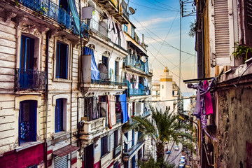 Fototapeta na wymiar View of Traditional Neighborhood in Algiers, Algeria 