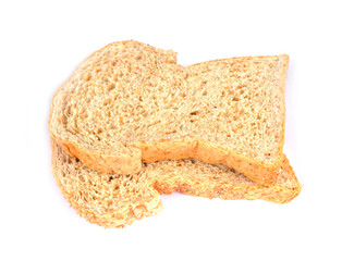 Brown bread slice isolated on white background