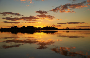 Naklejka na ściany i meble sunset over the lagoon with beautiful colors