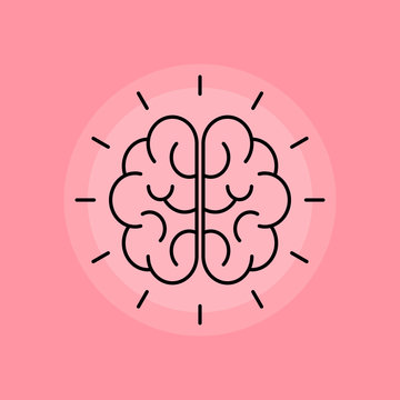 recommend clip art: Human brain icon. Outline thin line flat illustration. 