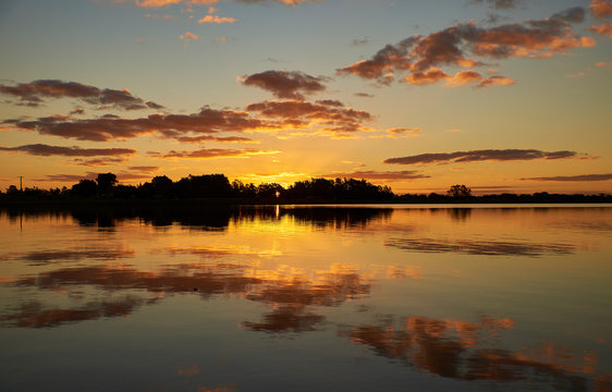 sunset over the lagoon with beautiful colors