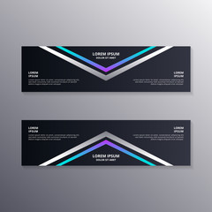 technology banner template, Abstract Dark Neon Background suitable for web header, footer, advertising