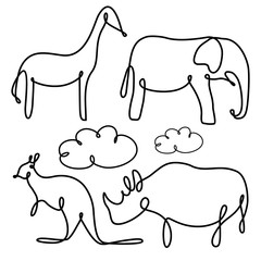 Set illustration vector collection of flat animal icons with line