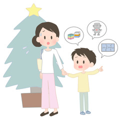 クリスマスプレゼントを欲しがる男の子