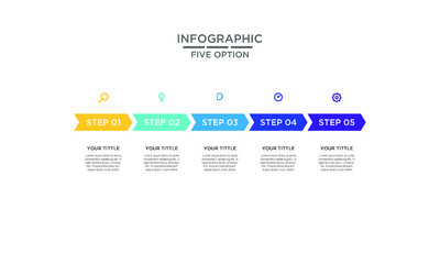  Five Options infographic step chart workflow element Plan Slide Template