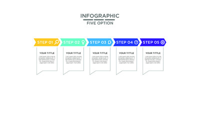 	 Five Options infographic step chart workflow  element Plan Slide Template