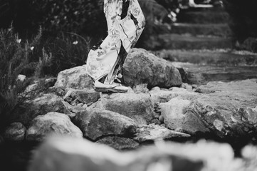 Walking in the midst of shady, bright nature