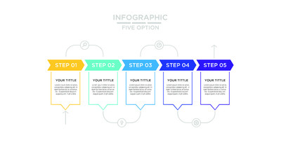 	 Five Options infographic step chart workflow  element Plan Slide Template