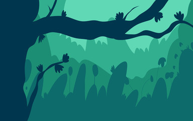 Green forest silhouette nature landscape abstract background flat design.Vector illustration.