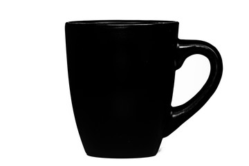 Black Coffee Cup silhouette, isolated on white background.