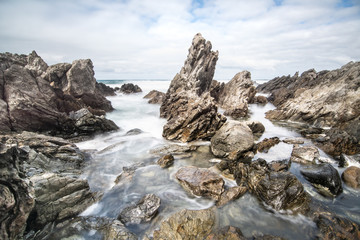 Petrel  Cove Rocks seascape, long exposure seaside landscape, South Australia.