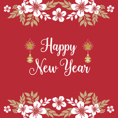 Greeting card or invitation card, for happy new year, with vintage leaf flower frame pattern. Vector