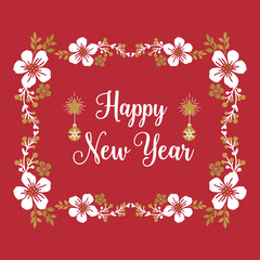 Greeting card or invitation card, for happy new year, with vintage leaf flower frame pattern. Vector